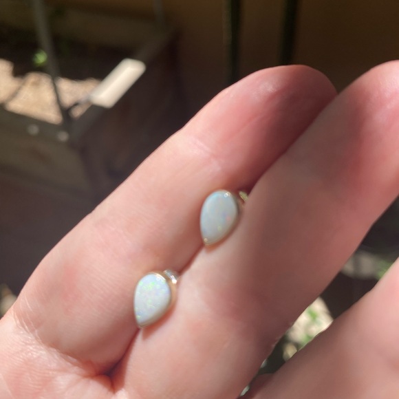 Genuine Opal Teardrop Earrings in Sterling Silver - Picture 6 of 6